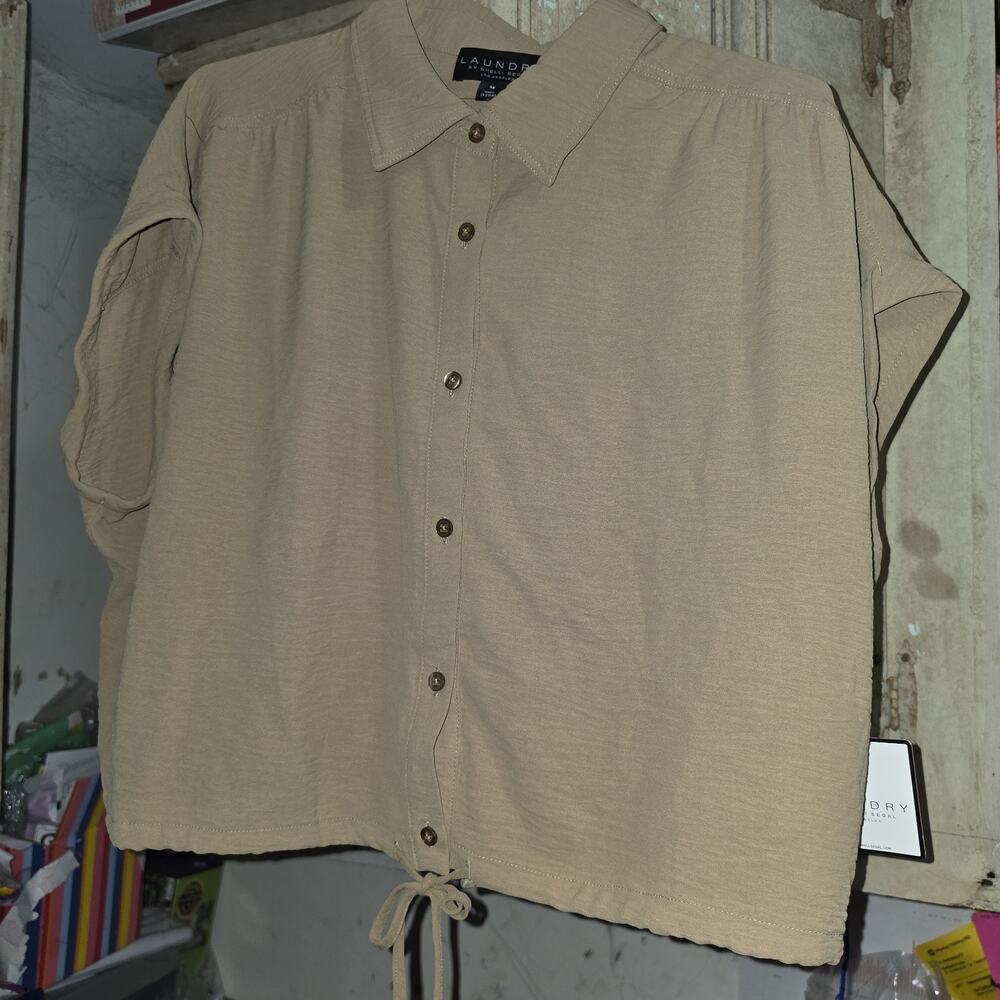 Laundry by Shelli Segal Button Down Blouse Tan NWT